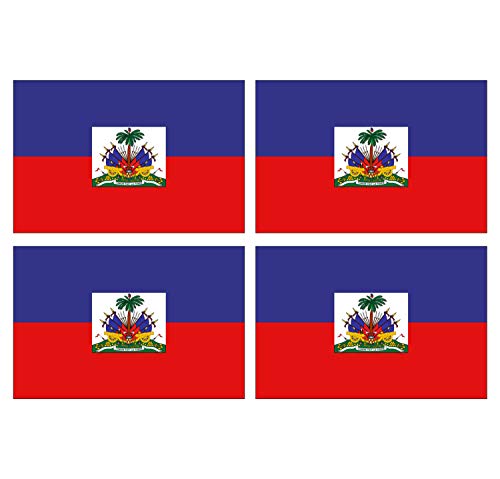 Supstick Lot de 4 Autocollants Stickers Drapeau de Pays Nation Haiti Format 12x8cm