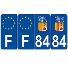 Supstick 4 Stickers Autocollants Plaques Immatriculation Auto Dept 84 Paca Bleu Foncé Angles Arrondis