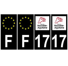 Supstick 4 Stickers Autocollants Plaques Immatriculation Auto Dept 17 Nouvelle Aquitaine Noir Angles Carrés