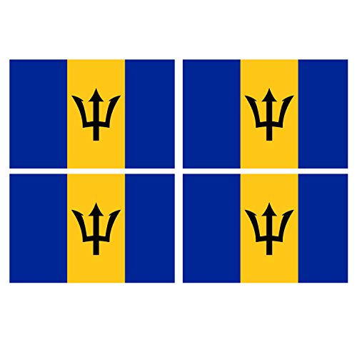 Supstick Lot de 4 Autocollants Stickers Drapeau de Pays Nation Barbados Format 6x4cm