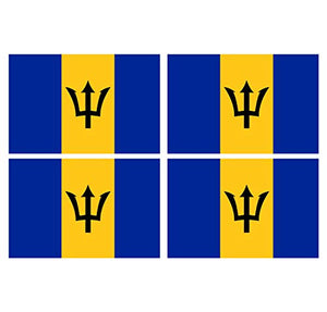 Supstick Lot de 4 Autocollants Stickers Drapeau de Pays Nation Barbados Format 12x8cm