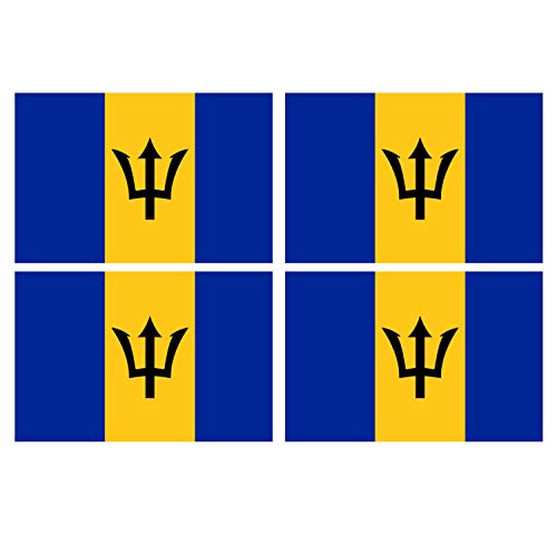 Supstick Lot de 4 Autocollants Stickers Drapeau de Pays Nation Barbados Format 12x8cm