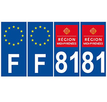 Supstick 4 Stickers Autocollants Plaques Immatriculation Auto Dept 81 Midi Pyrénées Bleu Foncé Angles Carrés