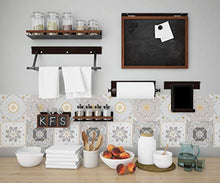 Planche de 4 Adhésif Carrelage - décoration de carreaux - 32 pièces plastifié en mat - mosaïque fleurs grises- format 10x10cm par pièce