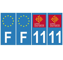 Supstick 4 Stickers Autocollants Plaques Immatriculation Auto Dept 11 Occitanie Bleu Clair Angles Carrés