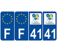 Supstick 4 Stickers Autocollants Plaques Immatriculation Auto Dept 41 Centre Val de Loire Bleu Foncé Angles Arrondis