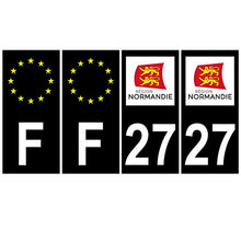Supstick 4 Stickers Autocollants Plaques Immatriculation Auto Dept 27 Normandie Noir Angles Carrés