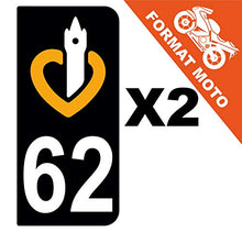 Supstick 2 Stickers Autocollants Plaques Immatriculation Moto Dept 62 Nord Noir 2 Angles Arrondis
