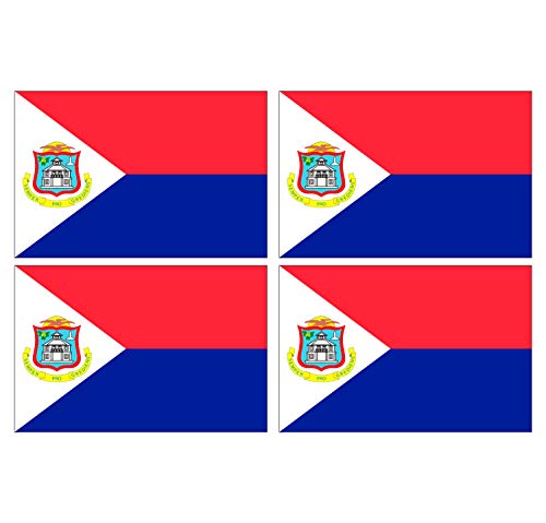 Supstick Lot de 4 Autocollants Stickers Drapeau de Pays Nation Le de Saint Martin Format 6x4cm