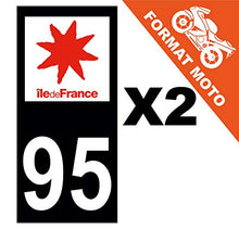 Supstick 2 Stickers Autocollants Plaques Immatriculation Moto Dept 95 Ile de France Noir Angles Carrés