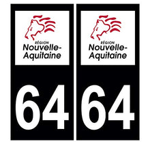 Supstick 2 Stickers Autocollants Plaques Immatriculation Auto Dept 64 Nouvelle Aquitaine Noir Angles Carrés