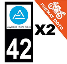 Supstick 2 Stickers Autocollants Plaques Immatriculation Moto Dept 42 Auvergne Rhône Alpes Noir Angles Carrés