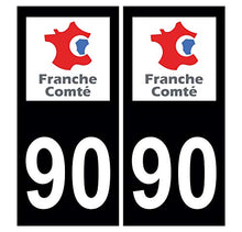 Supstick 2 Stickers Autocollants Plaques Immatriculation Auto Dept 90 Franche Comté Noir Angles Carrés