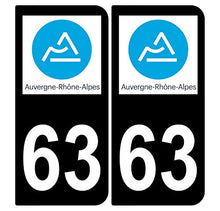 Supstick 2 Stickers Autocollants Plaques Immatriculation Auto Dept 63 Auvergne Rhône Alpes Noir Angles Arrondis