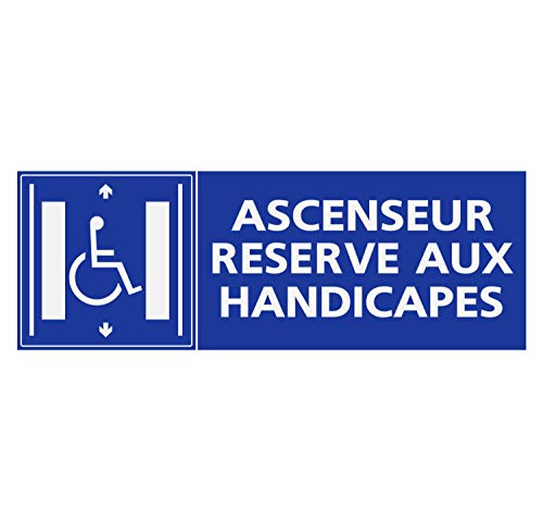 Panneau Rigide Handicapé - Personne à mobilité réduite Ascenseur réservé aux handicapés Format rectangulaire 18x6cm épaisseur 3mm