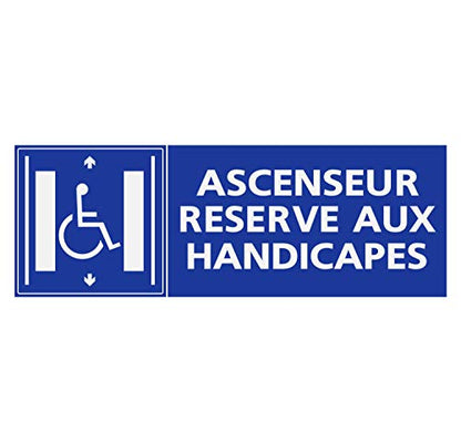 Panneau Rigide Handicapé - Personne à mobilité réduite Ascenseur réservé aux handicapés Format rectangulaire 24x8cm épaisseur 3mm