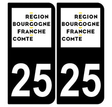 Supstick 2 Stickers Autocollants Plaques Immatriculation Auto Dept 25 Bourgogne Franche Comté Noir Angles Arrondis