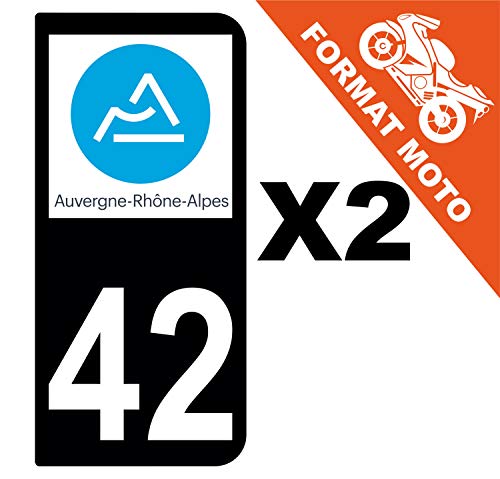 Supstick 2 Stickers Autocollants Plaques Immatriculation Moto Dept 42 Auvergne Rhône Alpes Noir 2 Angles Arrondis
