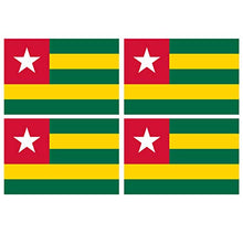 Supstick Lot de 4 Autocollants Stickers Drapeau de Pays Nation Togo Format 6x4cm