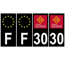 Supstick 4 Stickers Autocollants Plaques Immatriculation Auto Dept 30 Occitanie Noir Angles Carrés