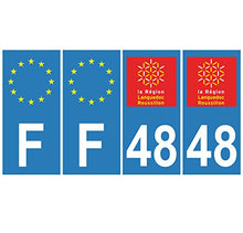 Supstick 4 Stickers Autocollants Plaques Immatriculation Auto Dept 48 Languedoc Roussillon Bleu Clair Angles Carrés