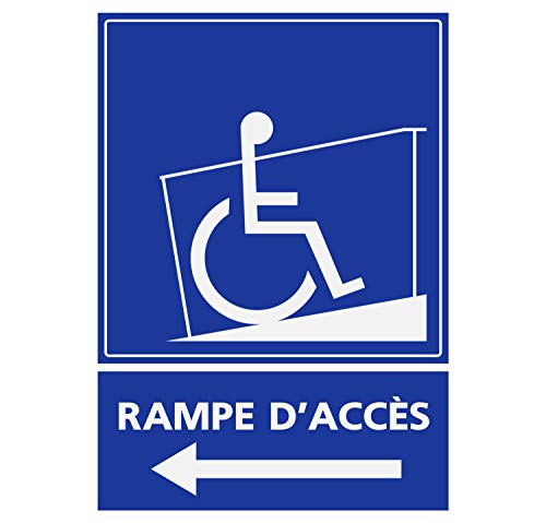 Panneau Rigide Handicapé - Personne à mobilité réduite Rampe d’accès flèche vers la Gauche 15x20cm épaisseur 3mm