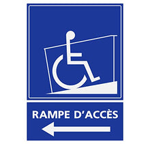 Panneau Rigide Handicapé - Personne à mobilité réduite Rampe d’accès flèche vers la Gauche 15x20cm épaisseur 3mm