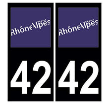 Supstick 2 Stickers Autocollants Plaques Immatriculation Auto Dept 42 Rhône Alpes Noir Angles Carrés