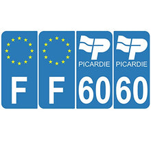 Supstick 4 Stickers Autocollants Plaques Immatriculation Auto Dept 60 Picardie Bleu Clair Angles Arrondis