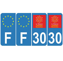 Supstick 4 Stickers Autocollants Plaques Immatriculation Auto Dept 30 Languedoc Roussillon Bleu Clair Angles Arrondis