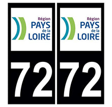 Supstick 2 Stickers Autocollants Plaques Immatriculation Auto Dept 72 Pays de la Loire Noir Angles Carrés
