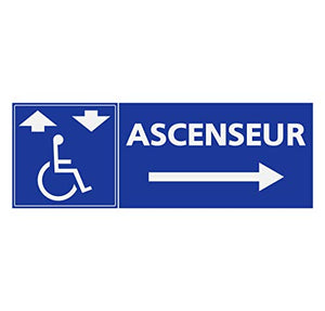 Supstick Autocollants Stickers Handicapé - Personne à mobilité réduite Ascenseur flèche de Gauche Format rectangulaire 24x8cm