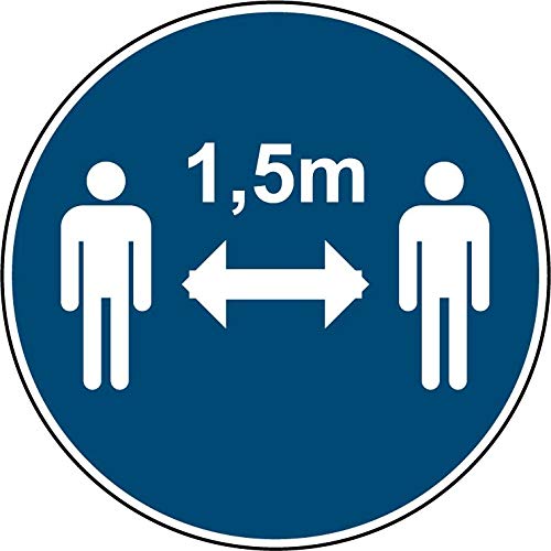 Panneaux de signalétique 1,5m de distance format 25x25cm couleur bleu marine