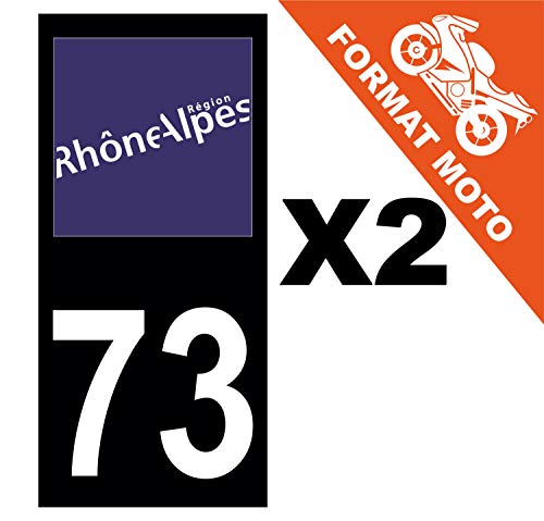 Supstick 2 Stickers Autocollants Plaques Immatriculation Moto Dept 73 Rhône Alpes Noir Angles Carrés