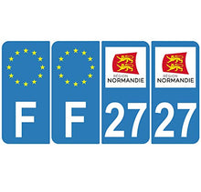 Supstick 4 Stickers Autocollants Plaques Immatriculation Auto Dept 27 Normandie Bleu Clair Angles Arrondis