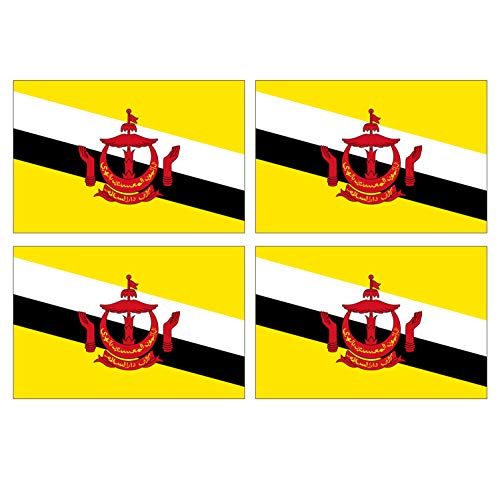 Supstick Lot de 4 Autocollants Stickers Drapeau de Pays Nation Brunei Format 12x8cm