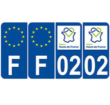 Supstick 4 Stickers Autocollants Plaques Immatriculation Auto Dept 02 Hauts de France Bleu Foncé Angles Arrondis