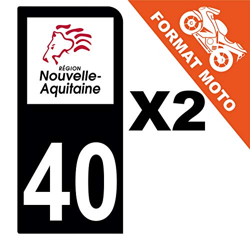 Supstick 2 Stickers Autocollants Plaques Immatriculation Moto Dept 40 Nouvelle Aquitaine Noir 1 Angle Arrondi