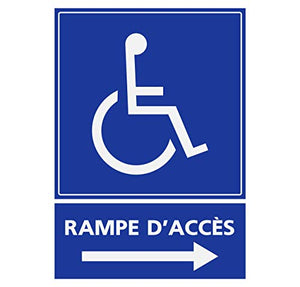 Supstick Autocollants Stickers Handicapé - Personne à mobilité réduite Rampe d’accès flèche Droite 9x12cm