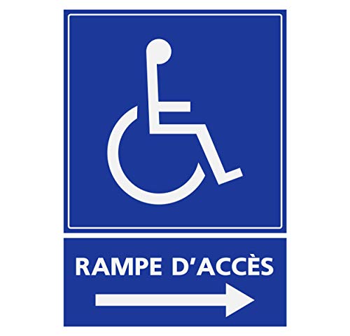 Supstick Autocollants Stickers Handicapé - Personne à mobilité réduite Rampe d’accès flèche Droite 15x20cm