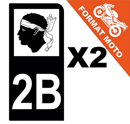 Supstick 2 Stickers Autocollants Plaques Immatriculation Moto Dept 2B Corse Noir 1 Angle Arrondi