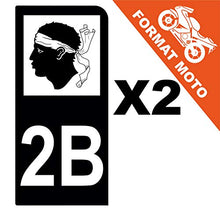 Supstick 2 Stickers Autocollants Plaques Immatriculation Moto Dept 2B Corse Noir 1 Angle Arrondi