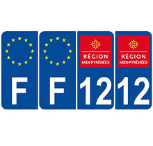 Supstick 4 Stickers Autocollants Plaques Immatriculation Auto Dept 12 Midi Pyrénées Bleu Foncé Angles Arrondis
