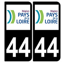 Supstick 2 Stickers Autocollants Plaques Immatriculation Auto Dept 44 Pays de la Loire Noir Angles Arrondis