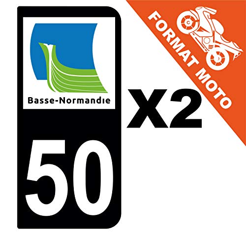 Supstick 2 Stickers Autocollants Plaques Immatriculation Moto Dept 50 Basse Normandie Noir 2 Angles Arrondis