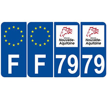 Supstick 4 Stickers Autocollants Plaques Immatriculation Auto Dept 79 Nouvelle Aquitaine Bleu Foncé Angles Arrondis