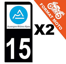 Supstick 2 Stickers Autocollants Plaques Immatriculation Moto Dept 15 Auvergne Rhône Alpes Noir 1 Angle Arrondi