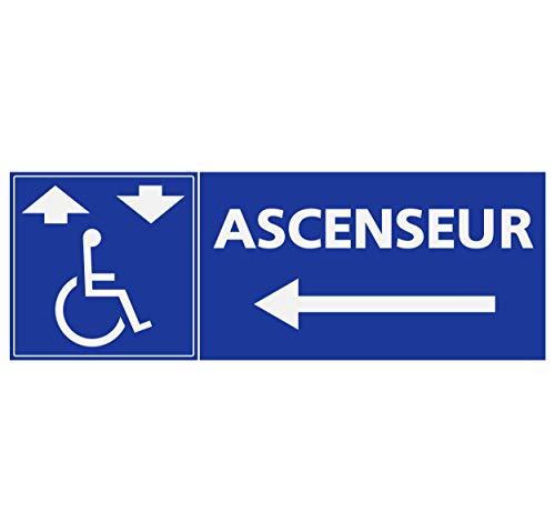 Supstick Autocollants Stickers Handicapé - Personne à mobilité réduite Ascenseur handicapé flèche Gauche Format rectangulaire 10x30cm