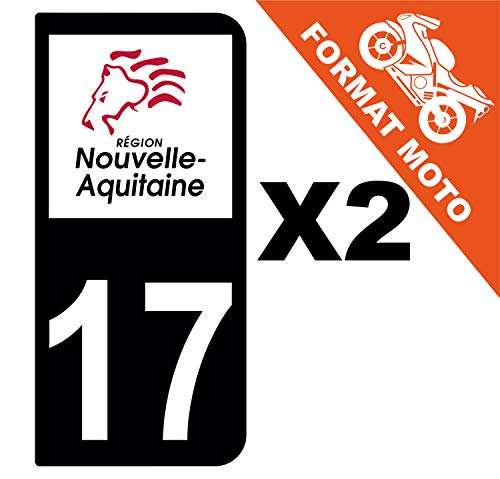 Supstick 2 Stickers Autocollants Plaques Immatriculation Moto Dept 17 Nouvelle Aquitaine Noir 2 Angles Arrondis