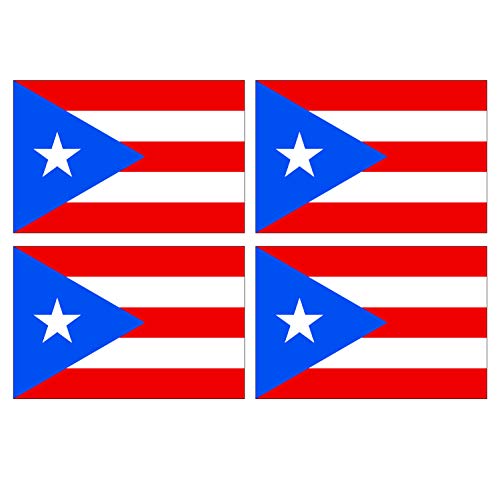 Lot de 4 Autocollants Stickers Drapeau de Pays Nation Puerto-Rico Format 12x8cm